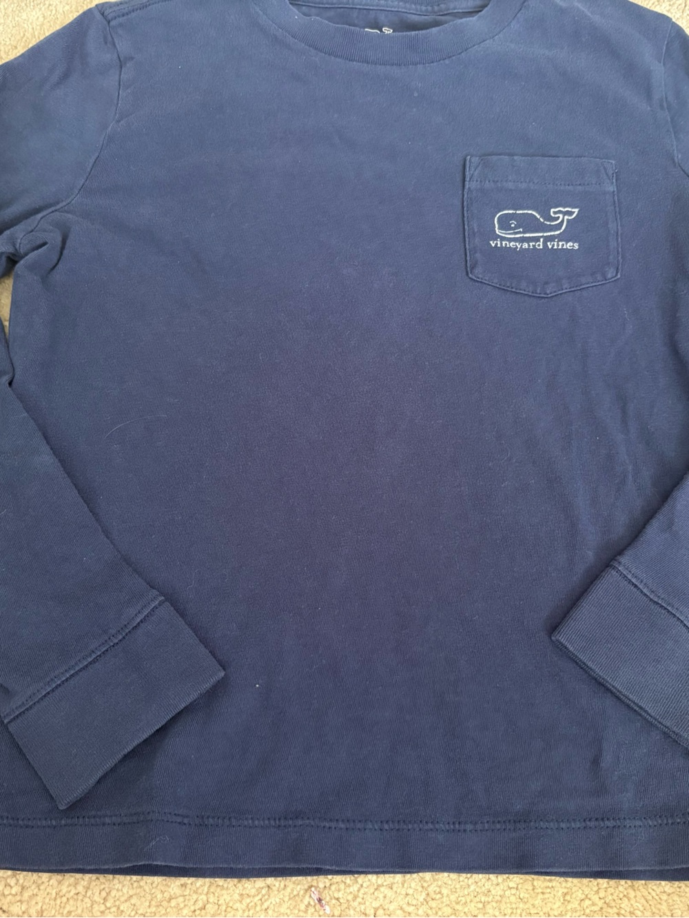 Vineyard Vines Boy’s Navy Long-Sleeve Pocket Tee with Sleeve Logo